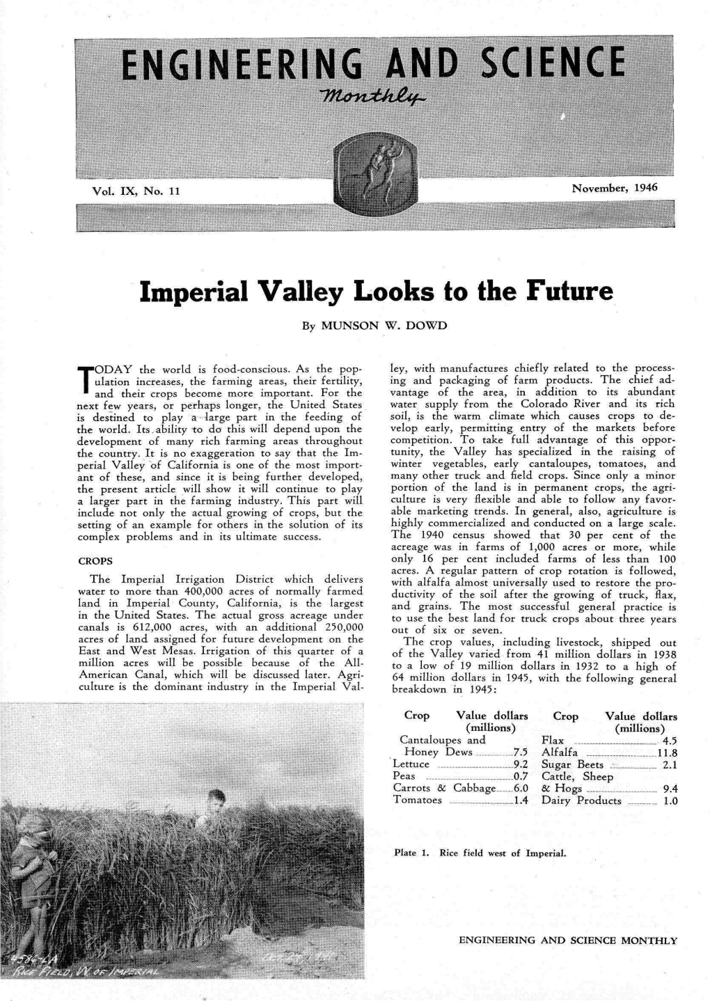 Imperial Valley Looks to the Future by MUNSON W