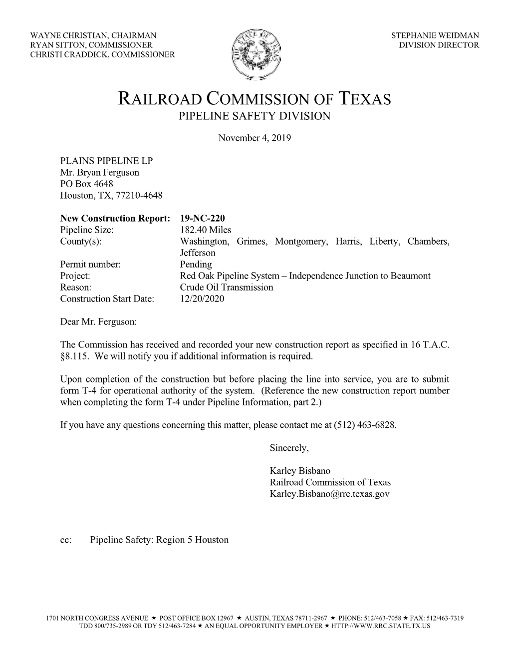 Railroad Commission of Texas Pipeline Safety Division