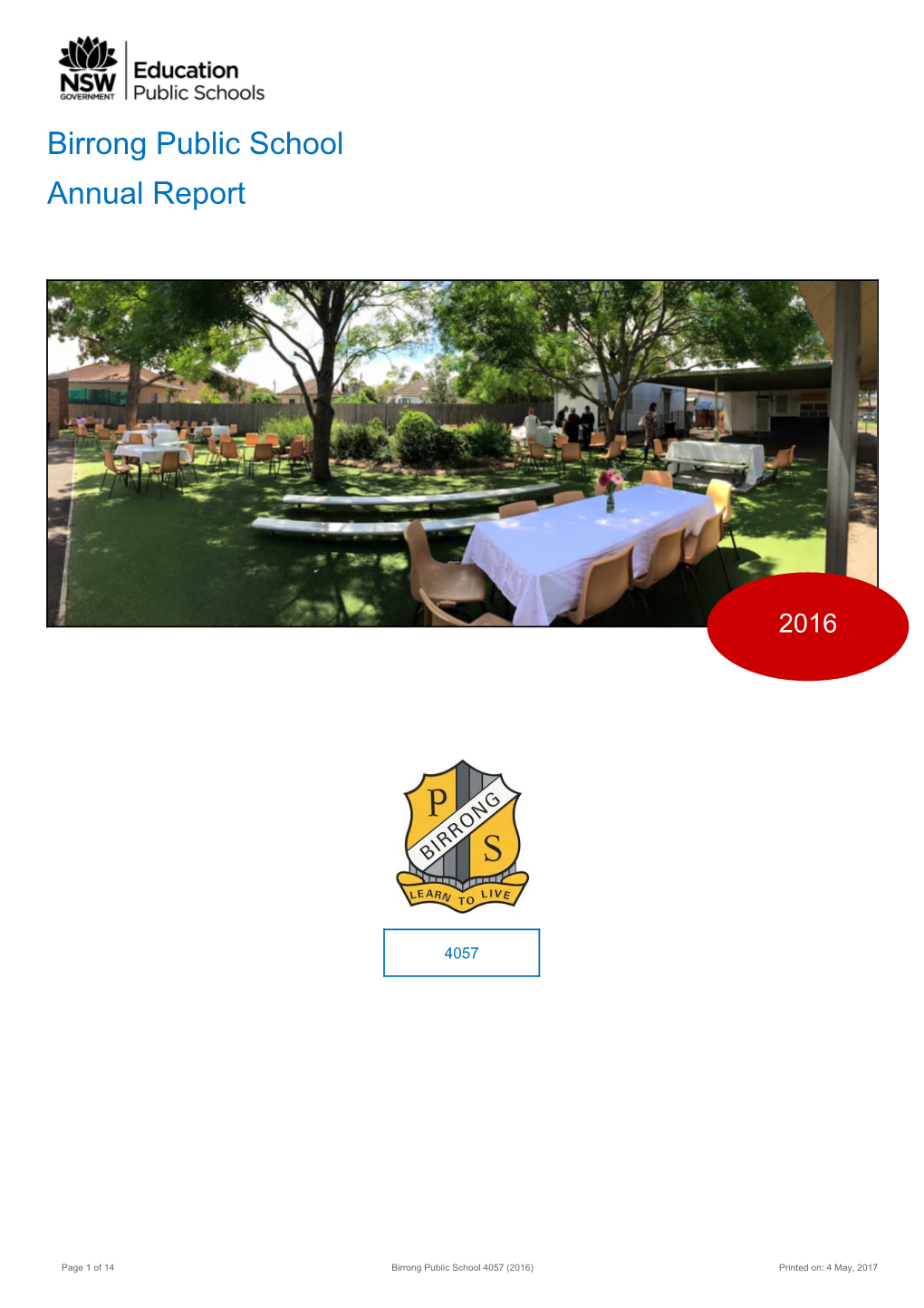 2016 Birrong Public School Annual Report