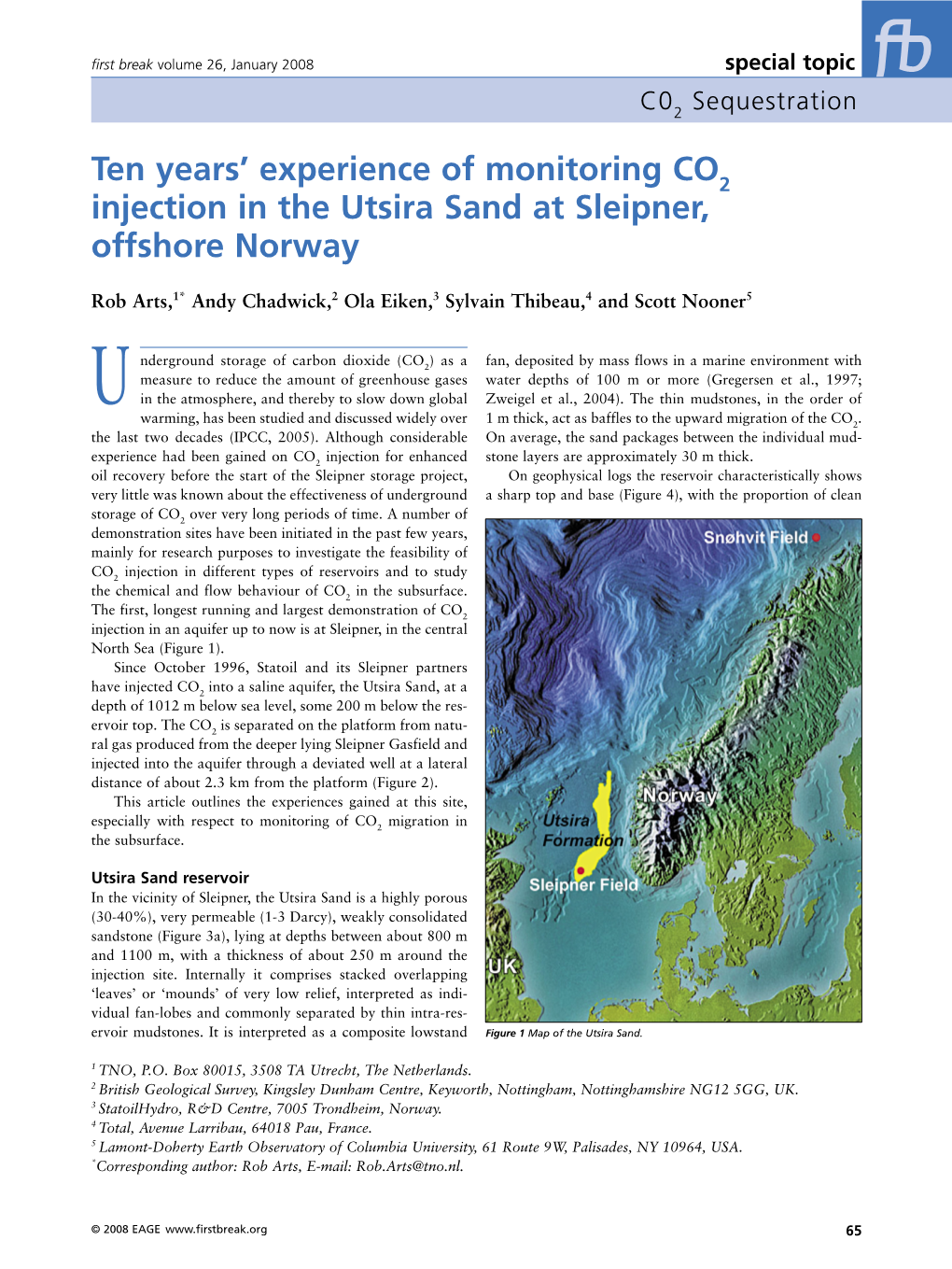 Ten Years' Experience of Monitoring CO Injection in the Utsira Sand At