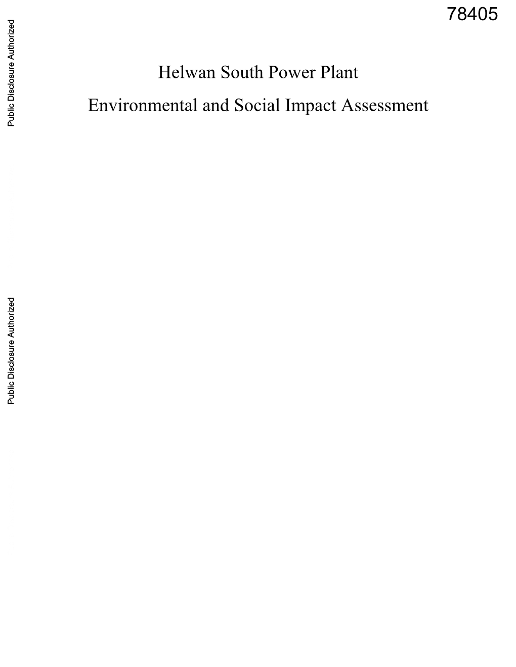 Helwan South Power Plant Environmental and Social Impact Assessment