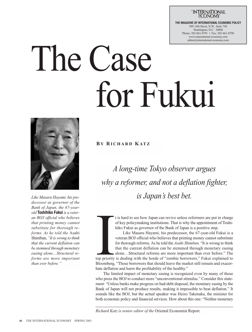 The Case for Fukui