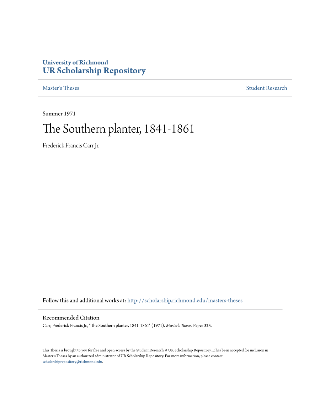 The Southern Planter, 1841-1861