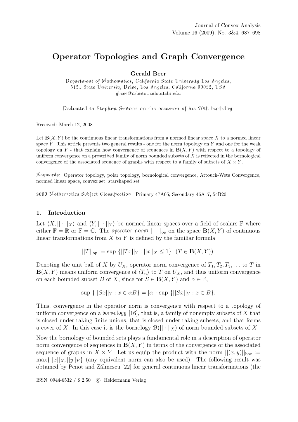 Operator Topologies and Graph Convergence