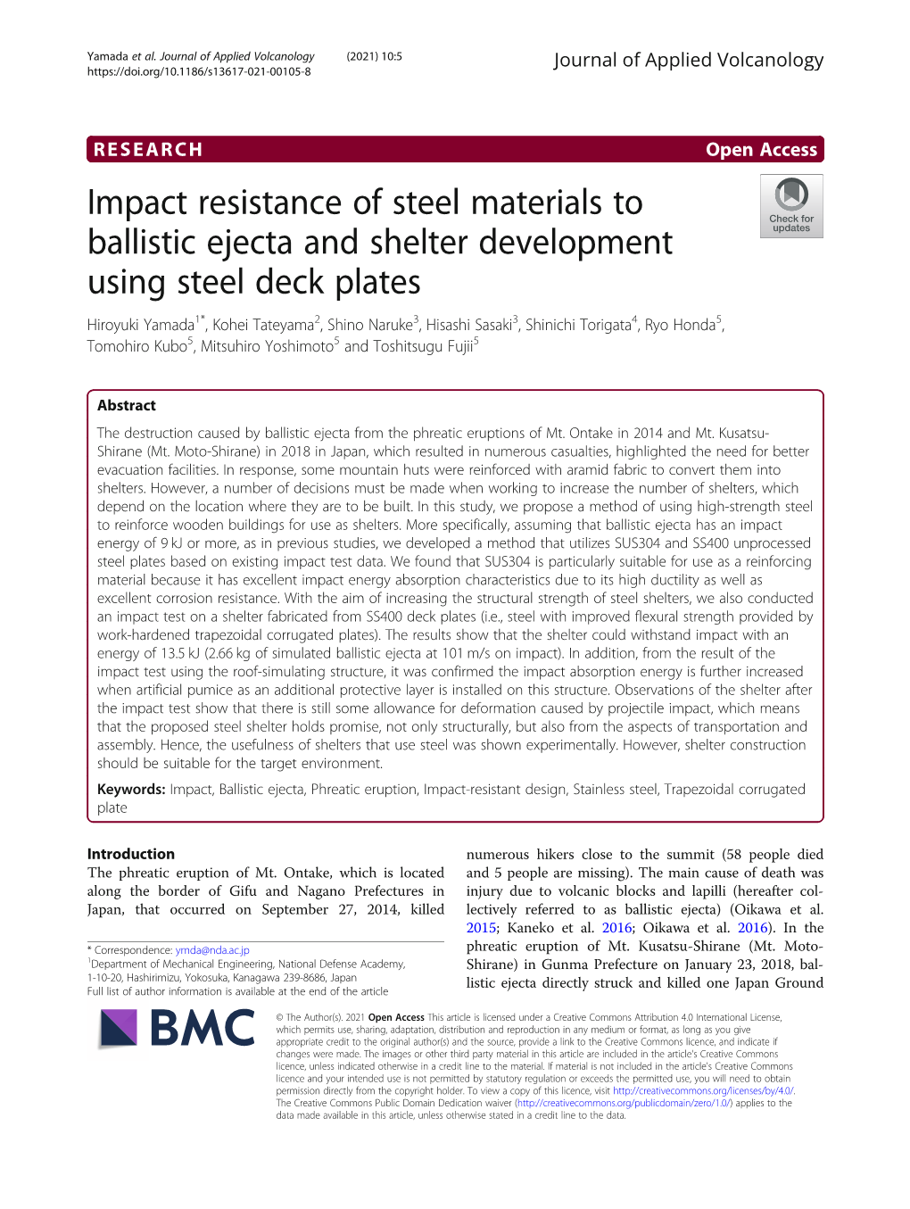 Impact Resistance of Steel Materials to Ballistic Ejecta and Shelter