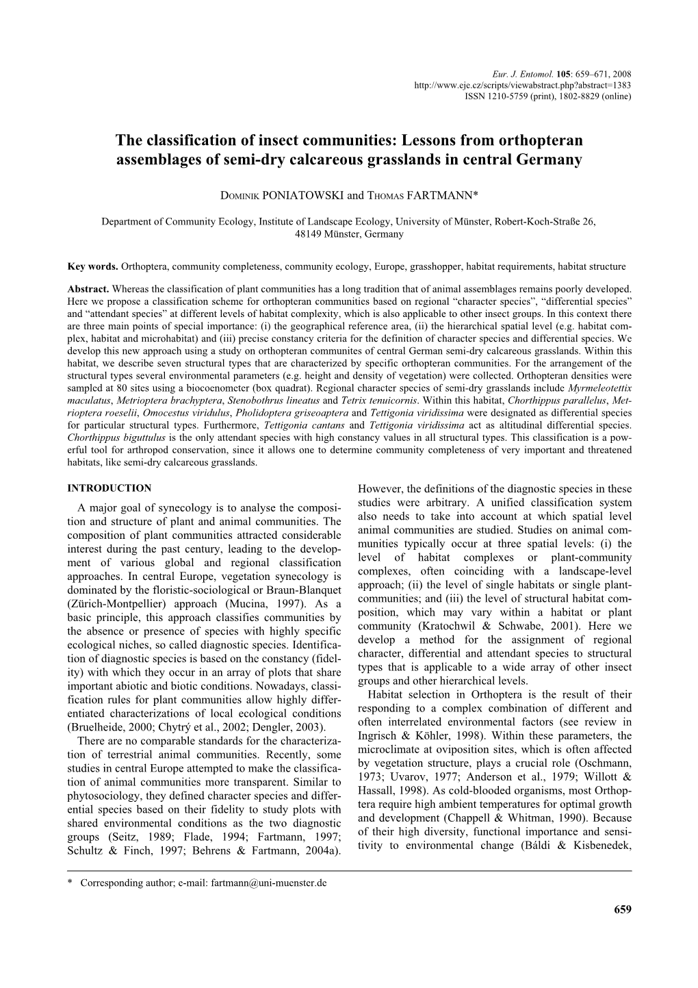 Lessons from Orthopteran Assemblages of Semi-Dry Calcareous Grasslands in Central Germany