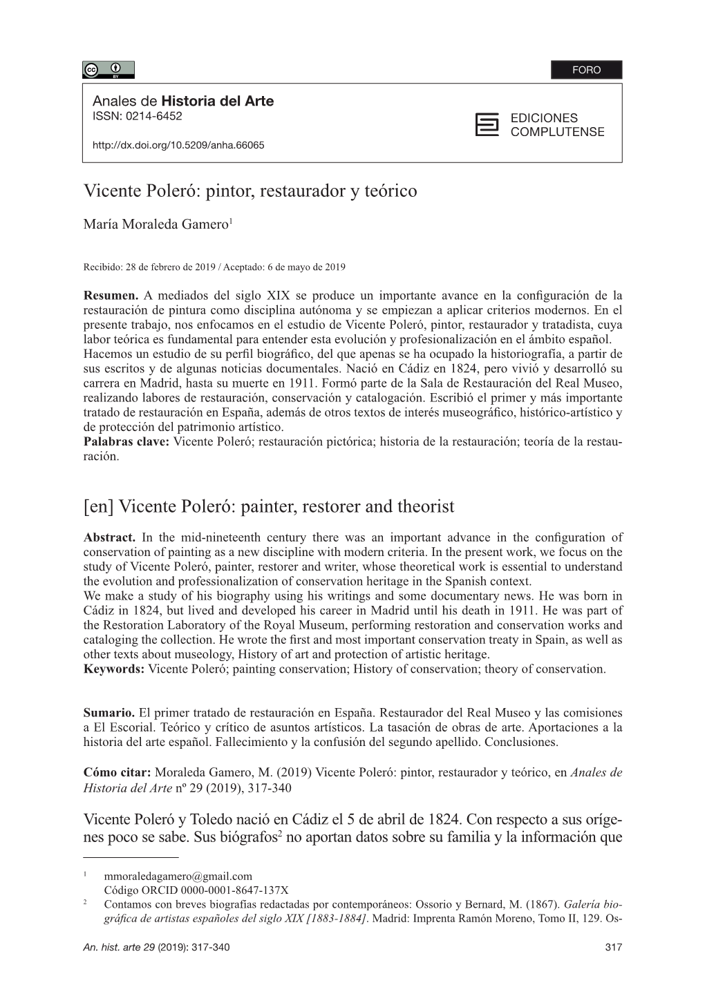Vicente Poleró: Pintor, Restaurador Y Teórico