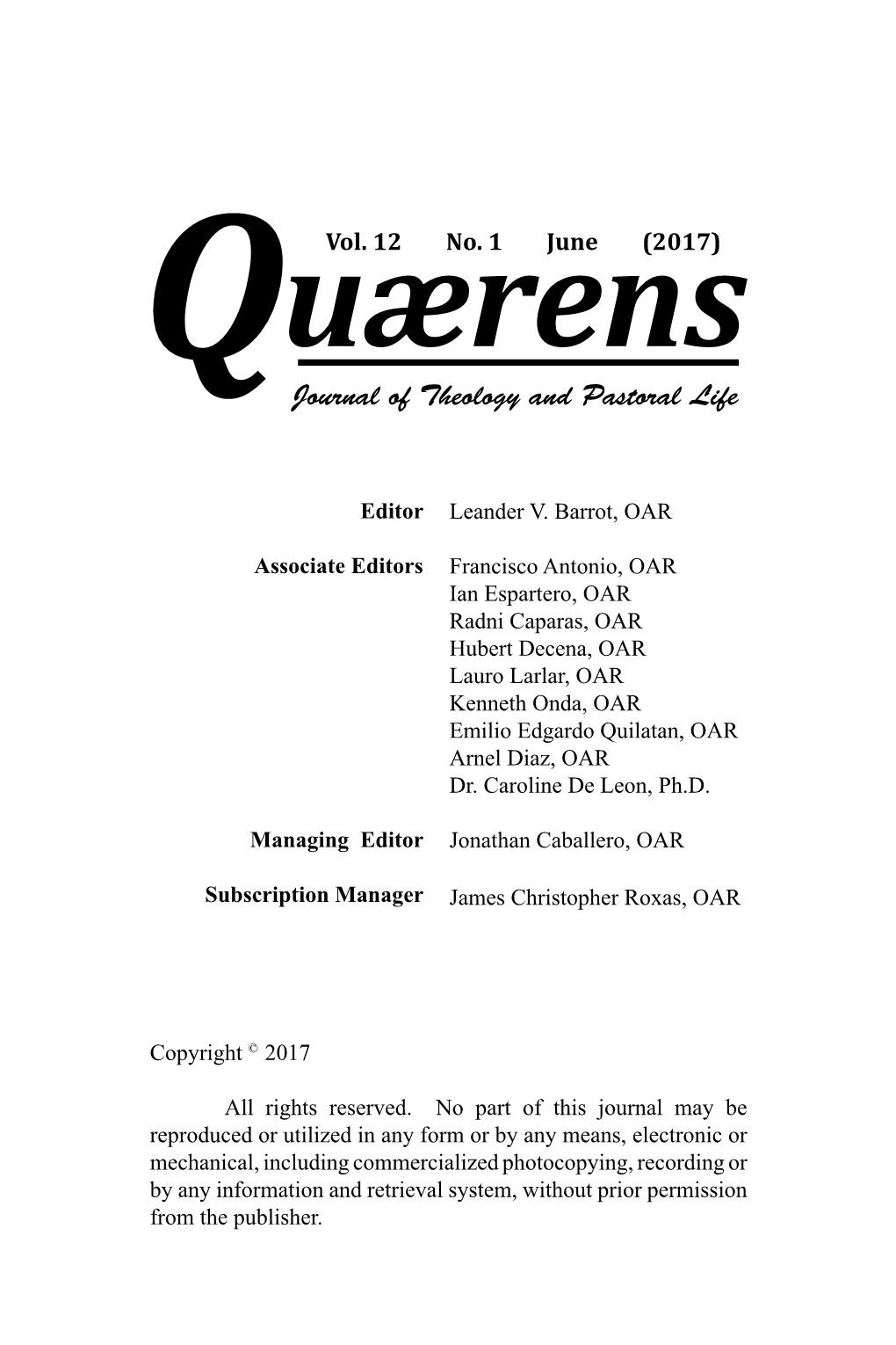 Journal of Theology and Pastoral Life