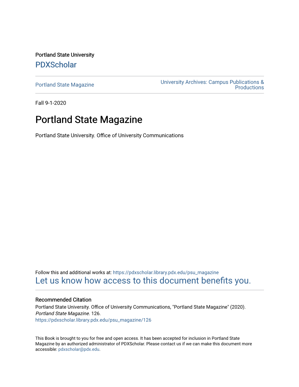 Portland State Magazine Productions