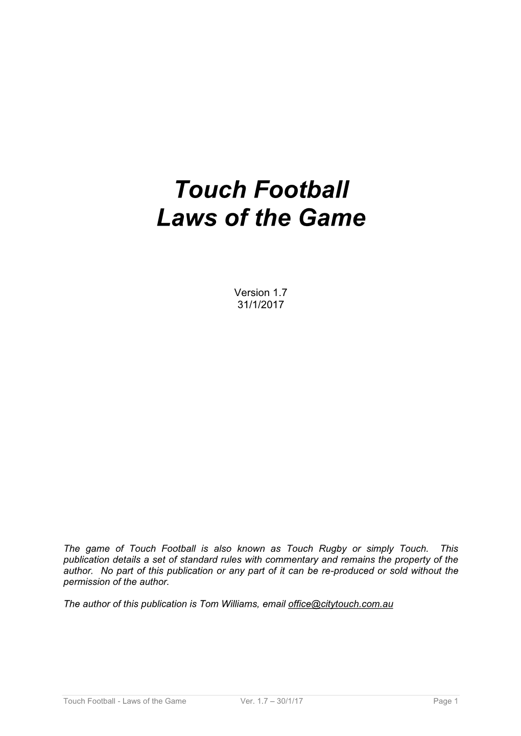 Touch Football Laws of the Game