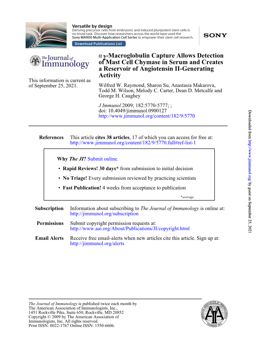 Activity a Reservoir of Angiotensin II-Generating of Mast Cell Chymase