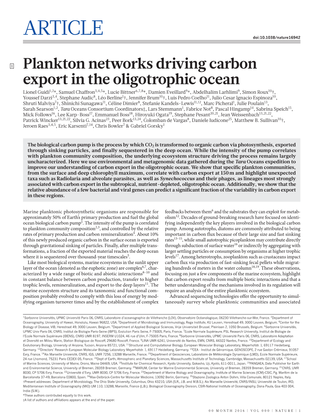 ARTICLE Doi:10.1038/Nature16942