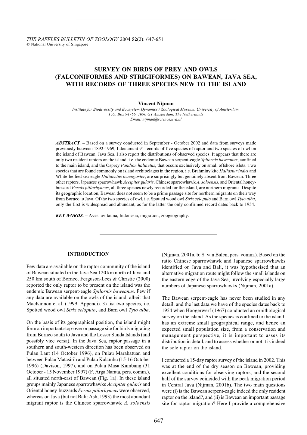 647 Survey on Birds of Prey and Owls (Falconiformes