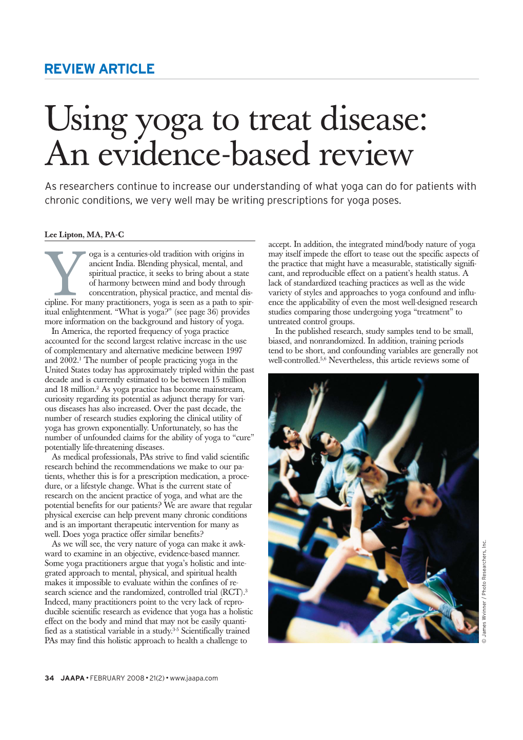 Using Yoga to Treat Disease: an Evidence-Based Review