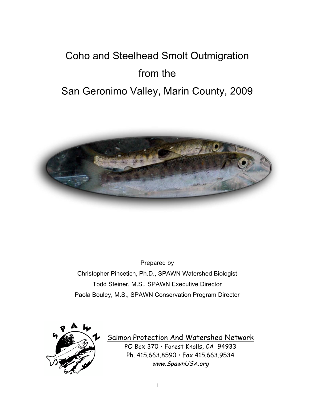 Coho and Steelhead Smolt Outmigration from the San Geronimo Valley, Marin County, 2009