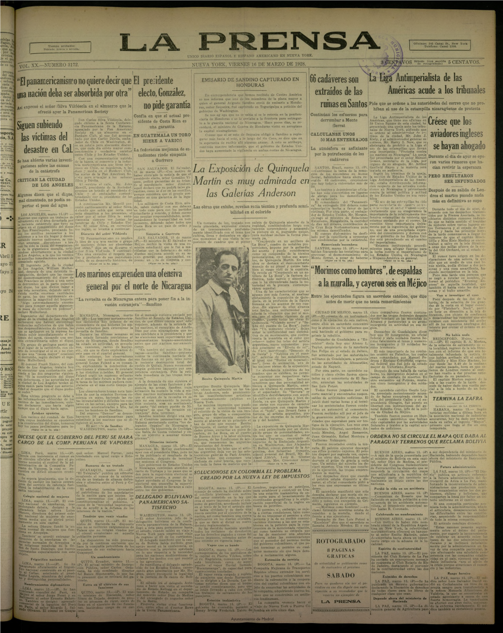La Prensa, Nueva York, 16 De Marzo De 1928, Nº 3172