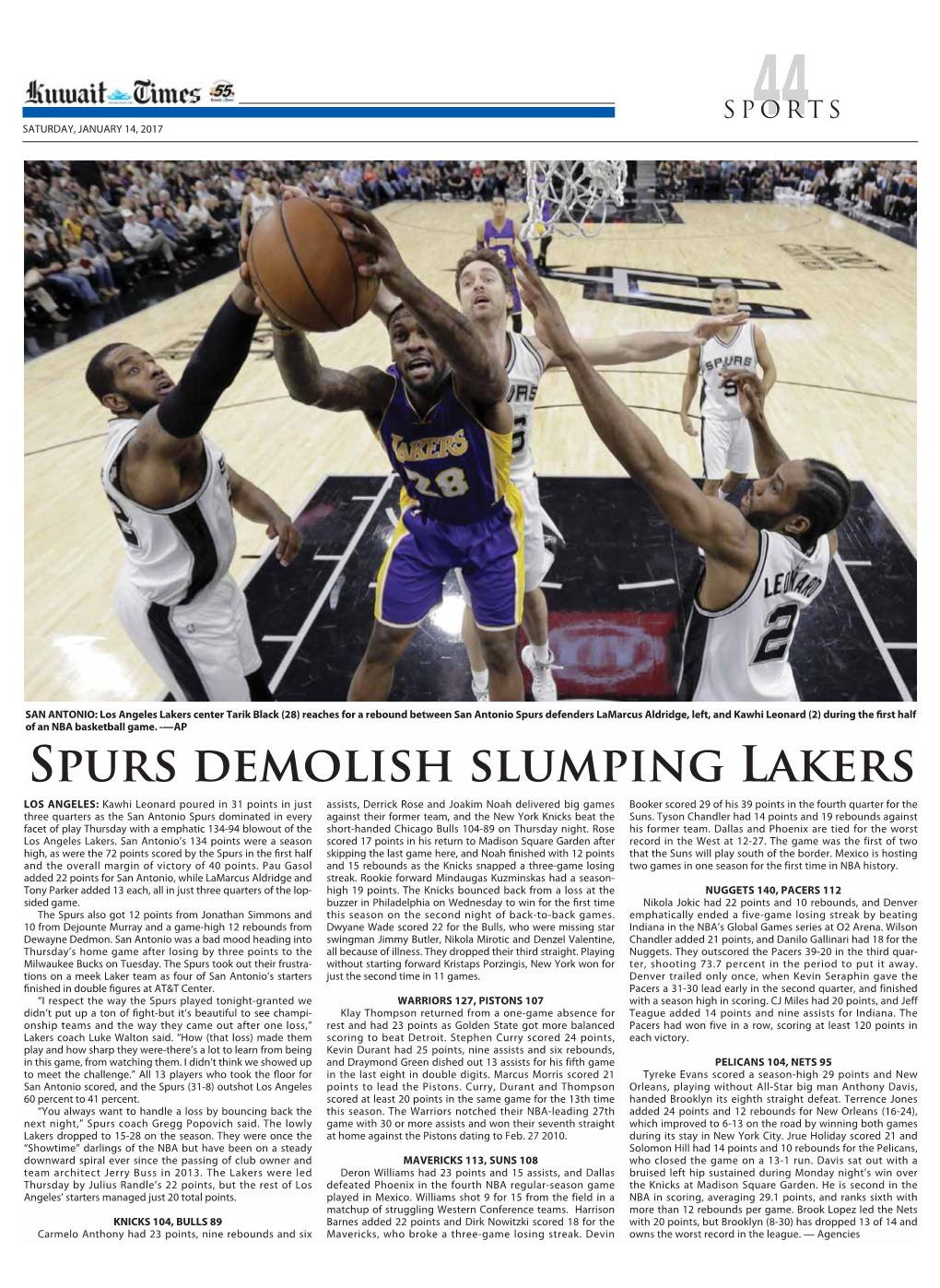 Spurs Demolish Slumping Lakers