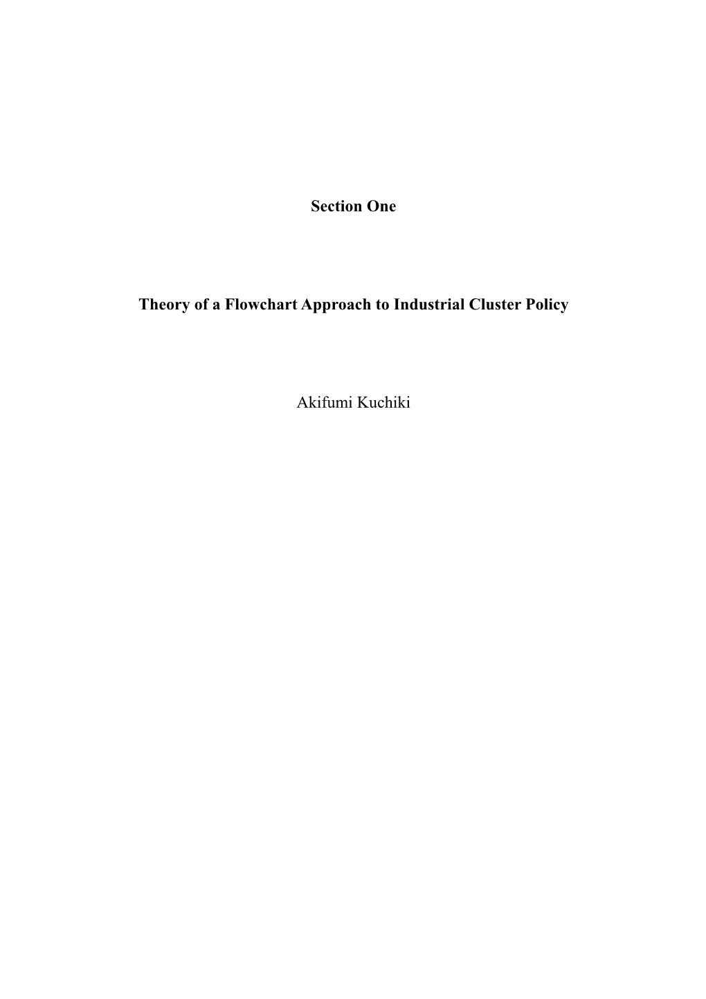 Theory of a Flowchart Approach to Industrial Cluster Policy