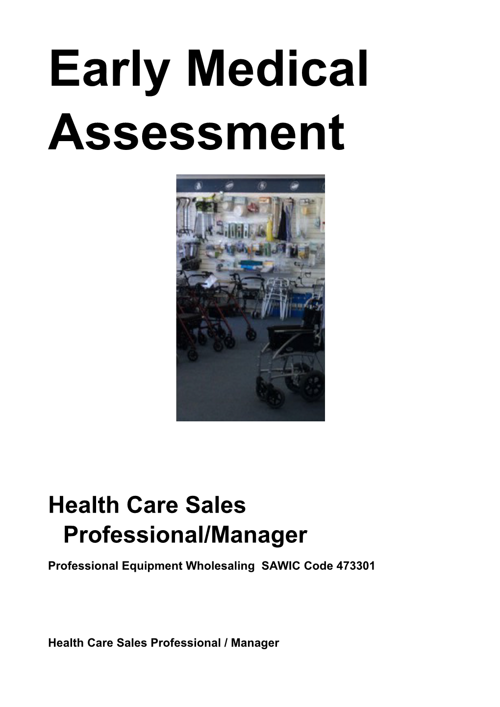 Professional Equipment Wholesale - Health Care Sales Professional