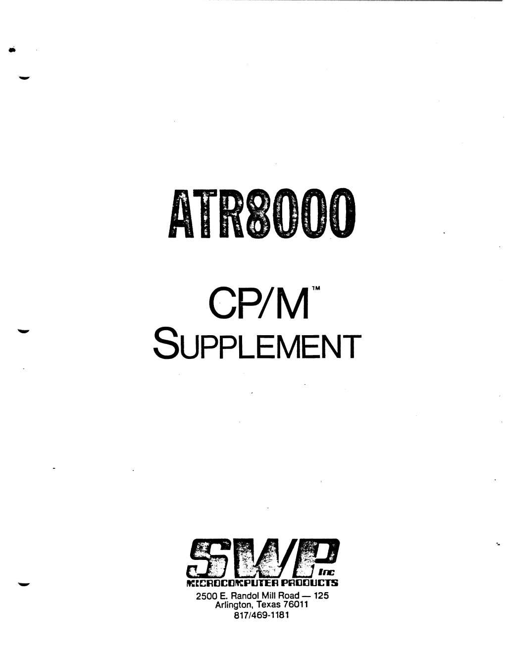 ATR8000 CP/M Supplement