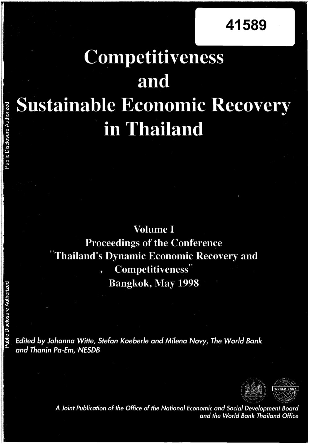 Competitiveness and Sustainable Economic Recovery in Thailand