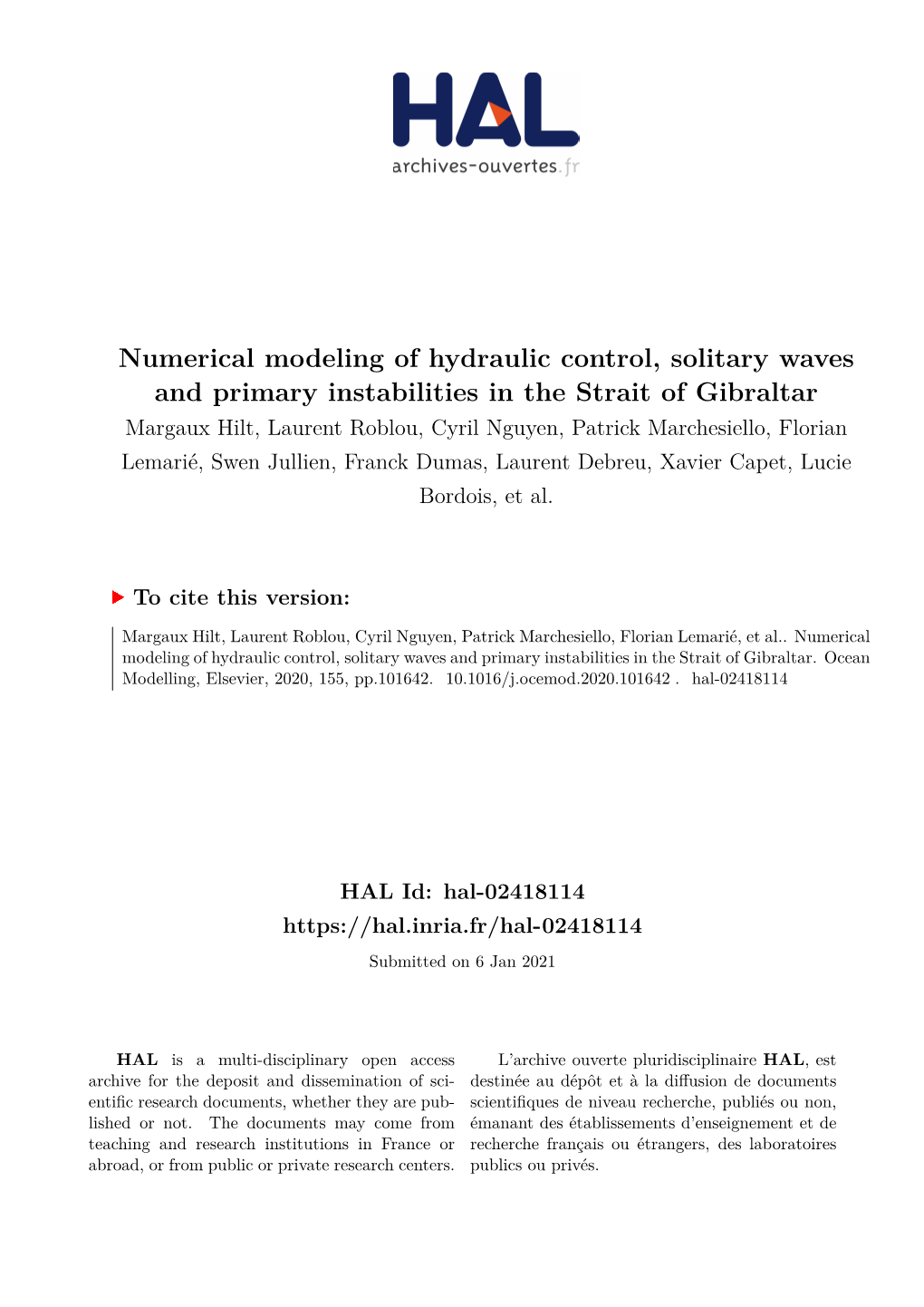 Numerical Modeling of Hydraulic Control, Solitary Waves and Primary