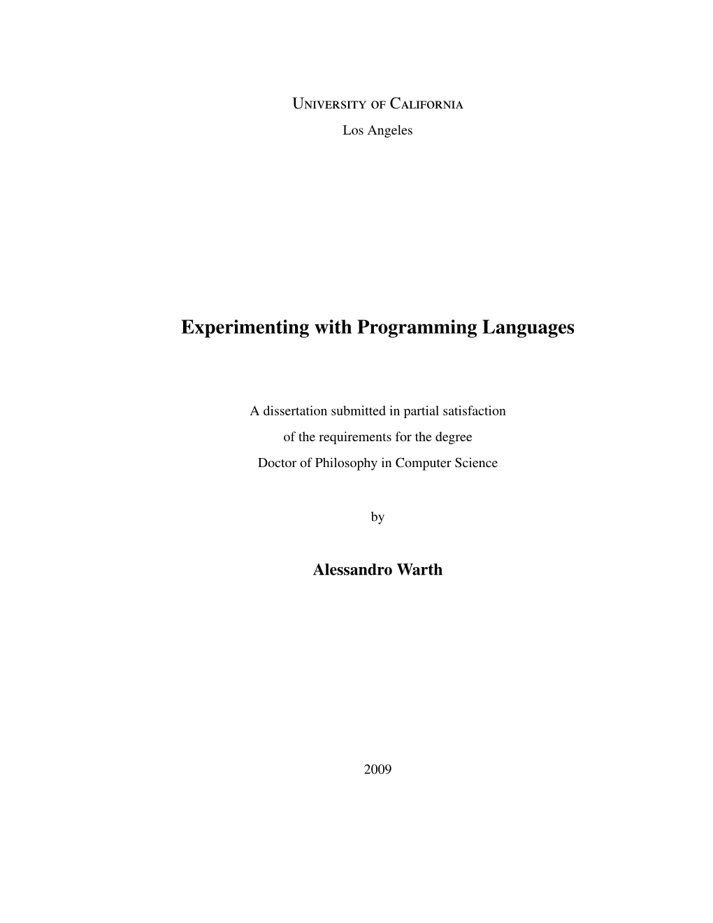 Experimenting with Programming Languages