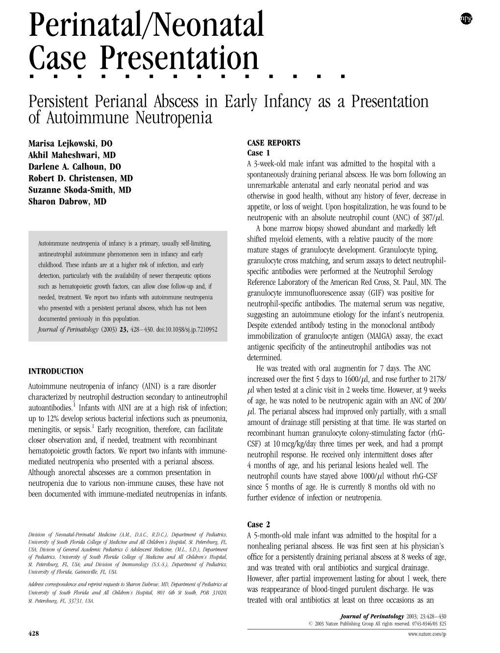 Perinatal/Neonatal Case Presentation