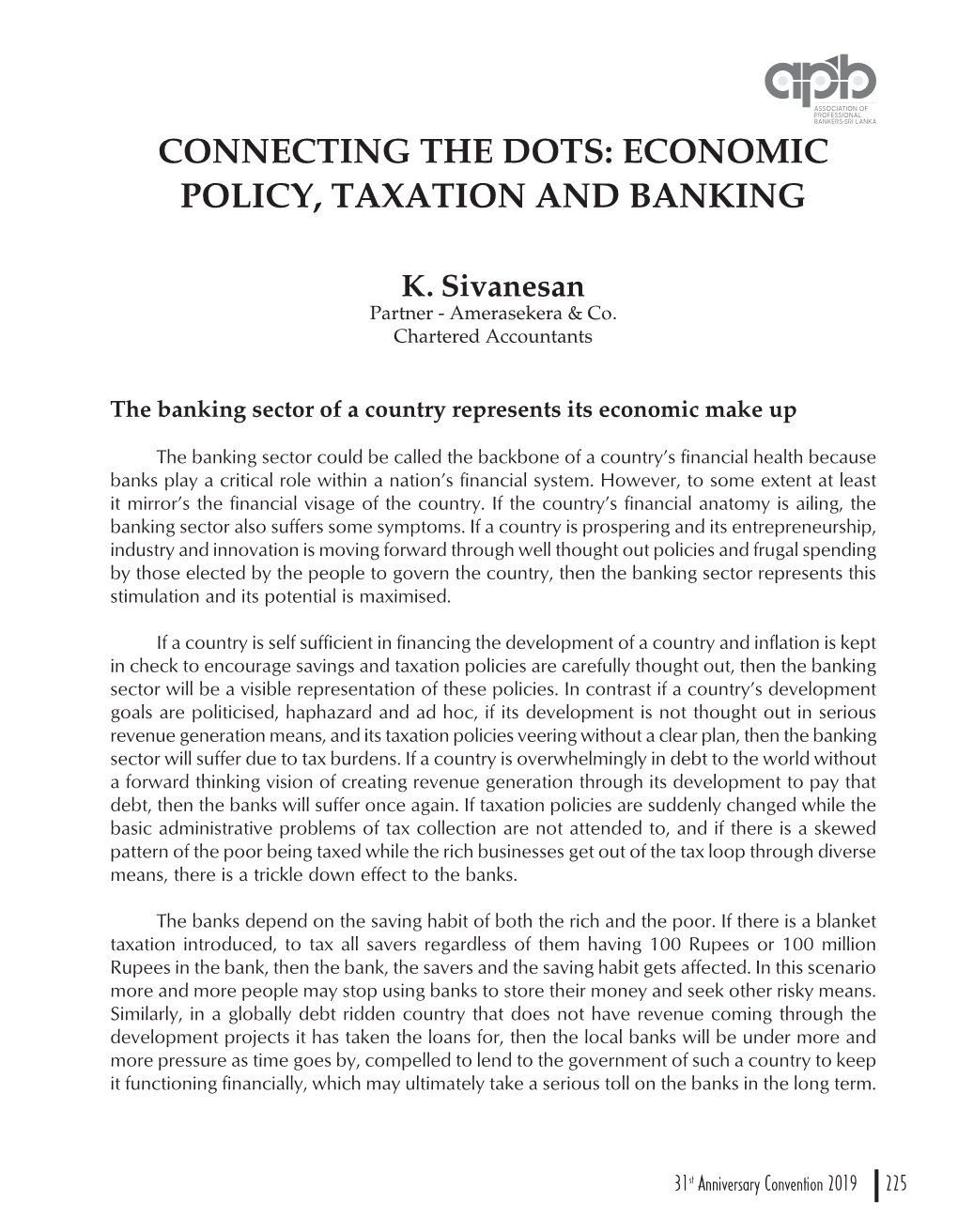 Economic Policy, Taxation and Banking