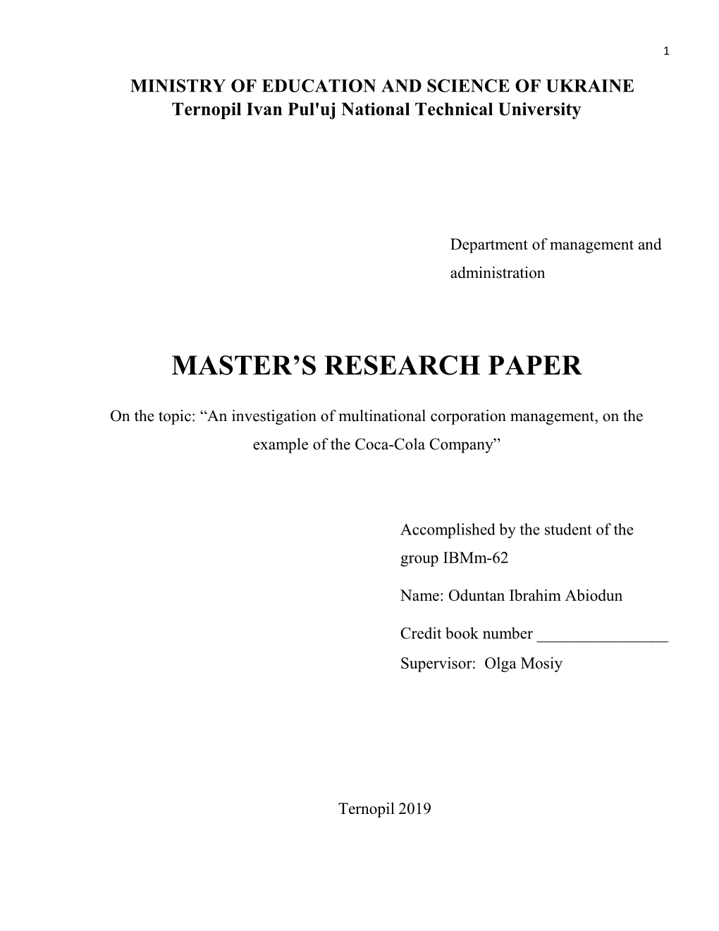 Master's Research Paper