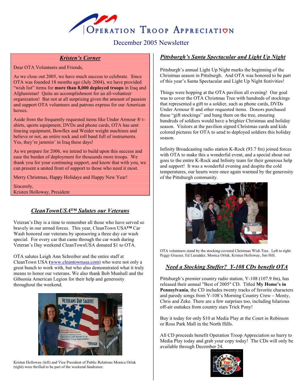 December 2005 Newsletter