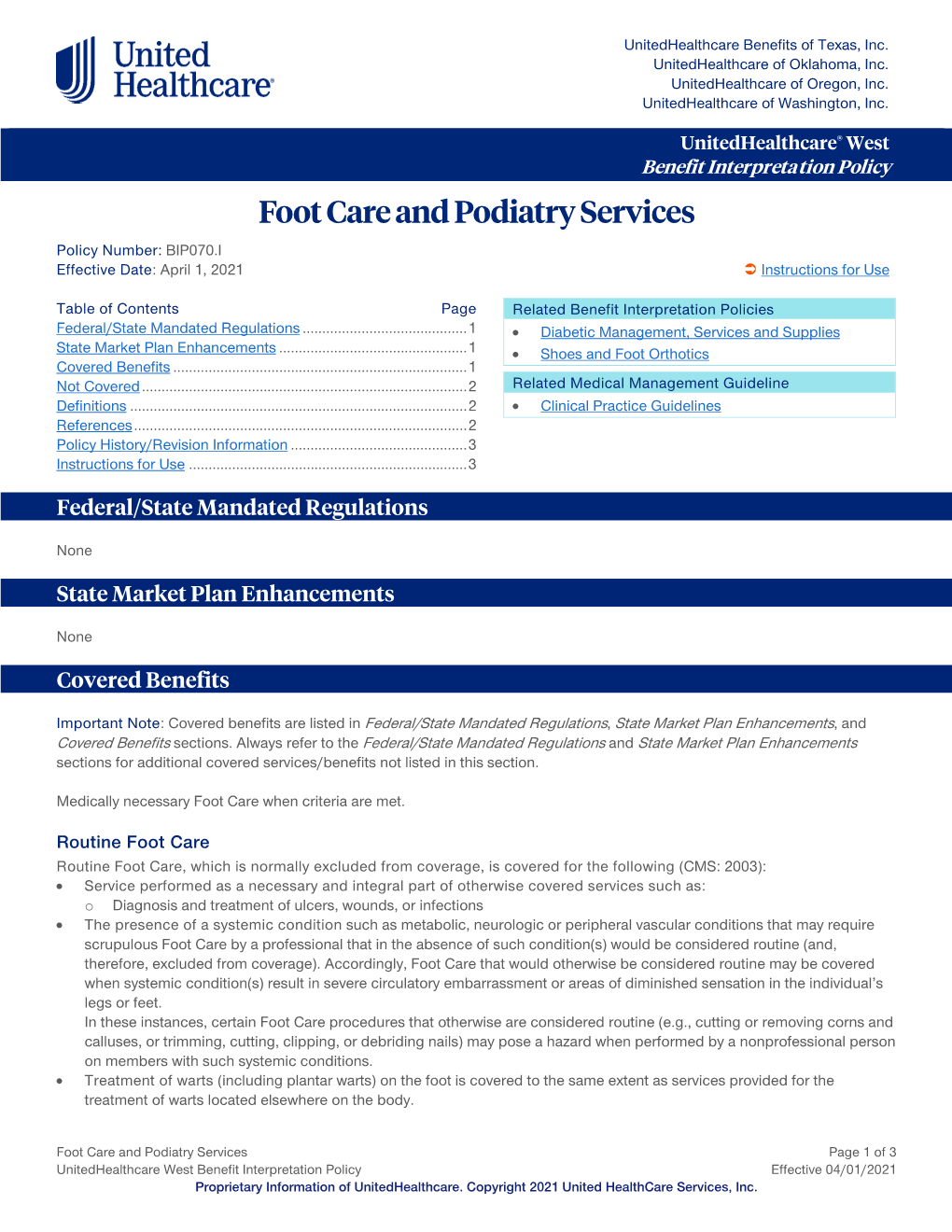 Foot Care and Podiatry Services: OK, OR, TX, WA