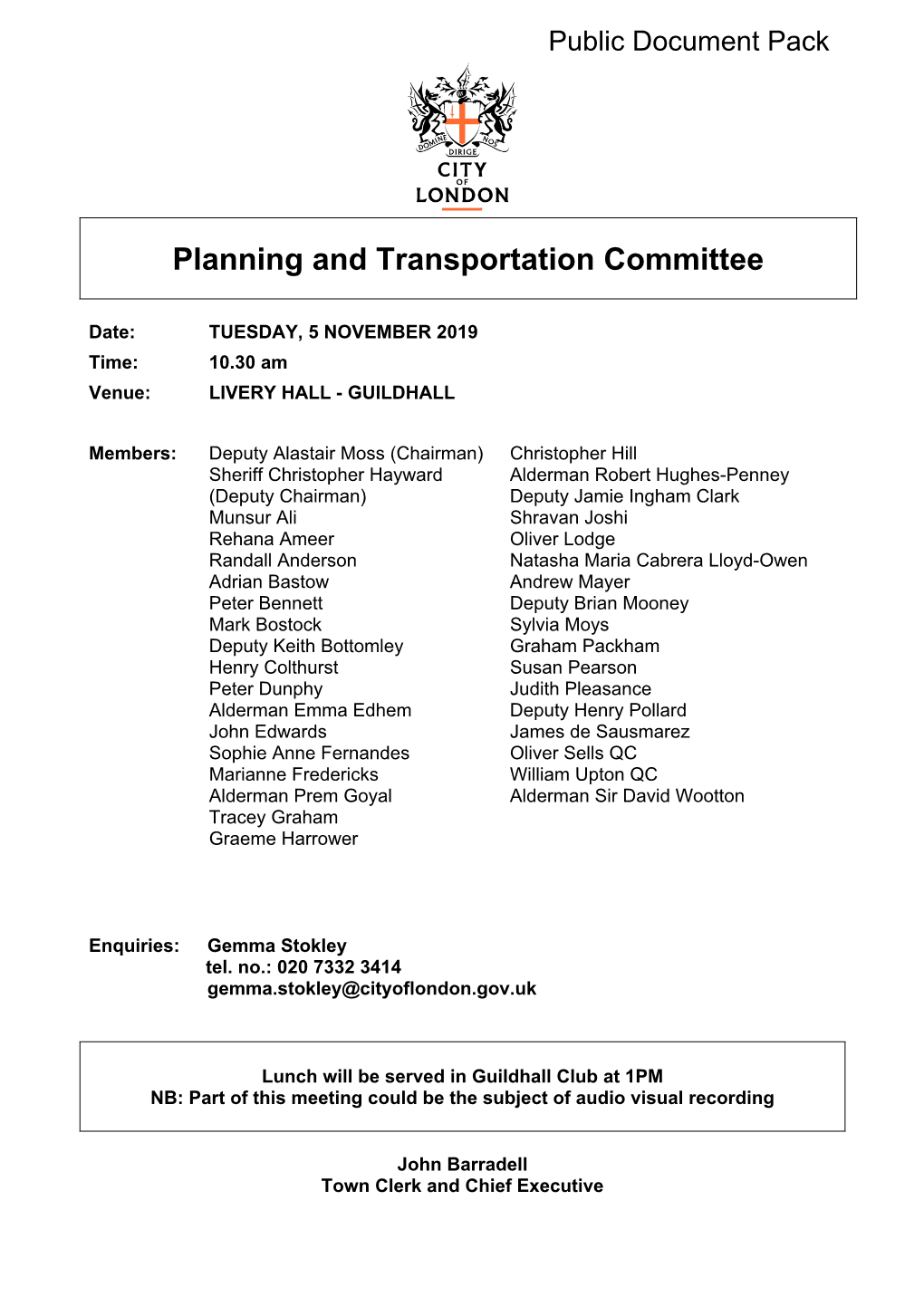 (Public Pack)Agenda Document for Planning and Transportation Committee, 05/11/2019 10:30