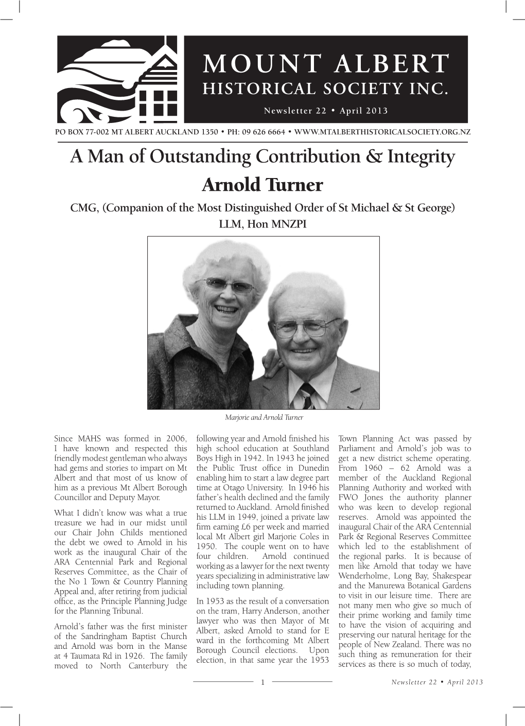 A Man of Outstanding Contribution & Integrity Arnold Turner