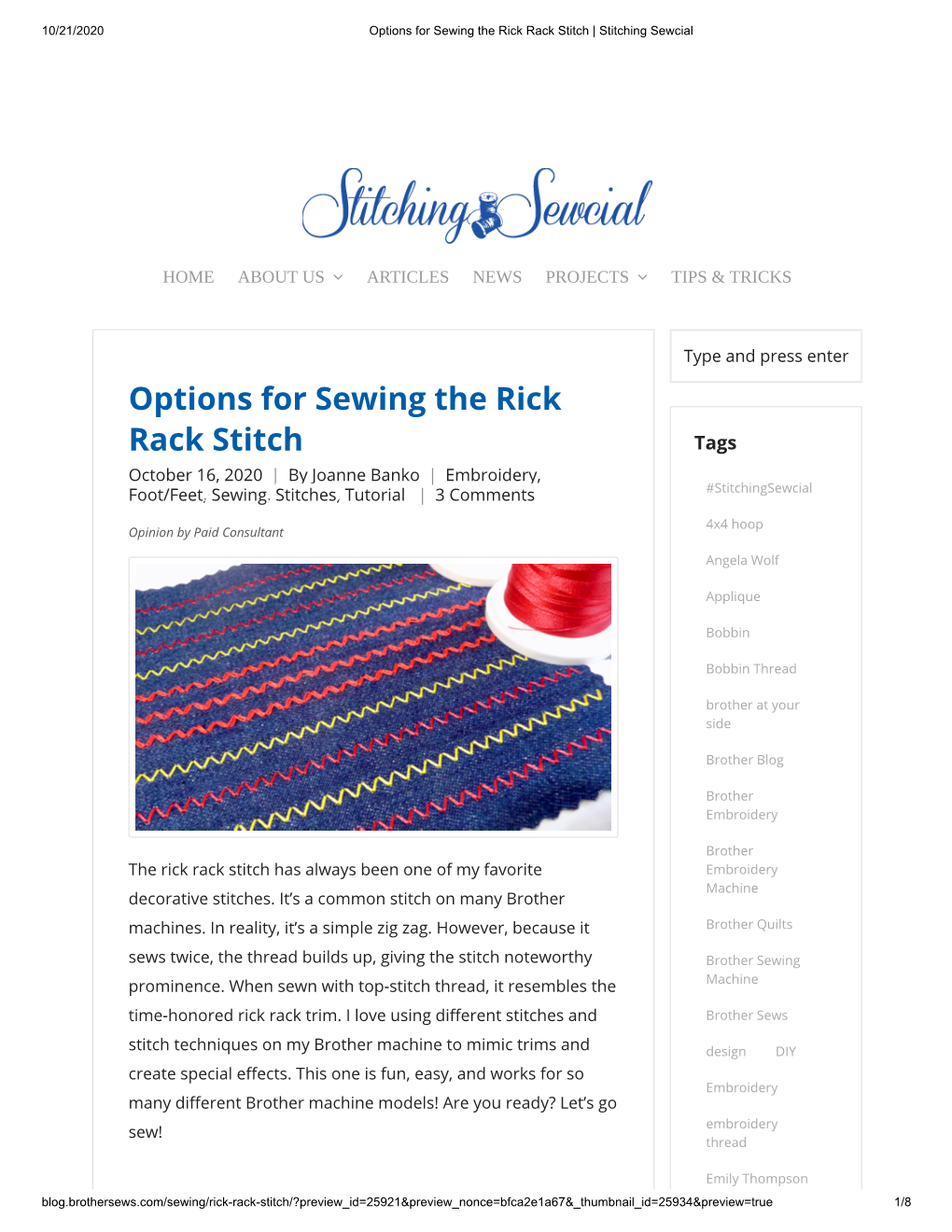 Options for Sewing the Rick Rack Stitch | Stitching Sewcial