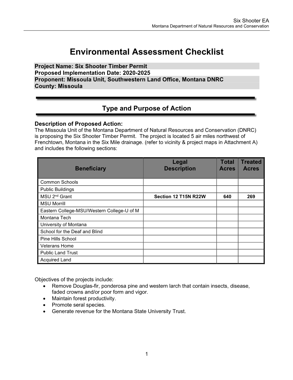 Environmental Assessment Checklist