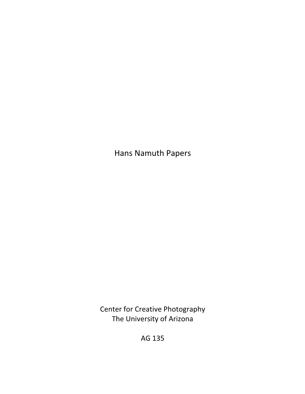 Hans Namuth Papers