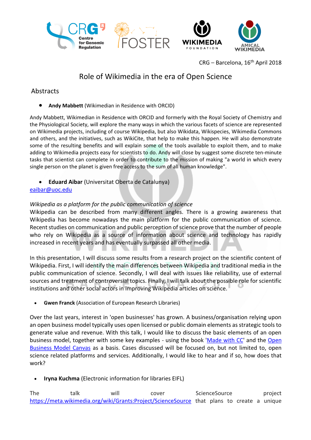 Role of Wikimedia in the Era of Open Science