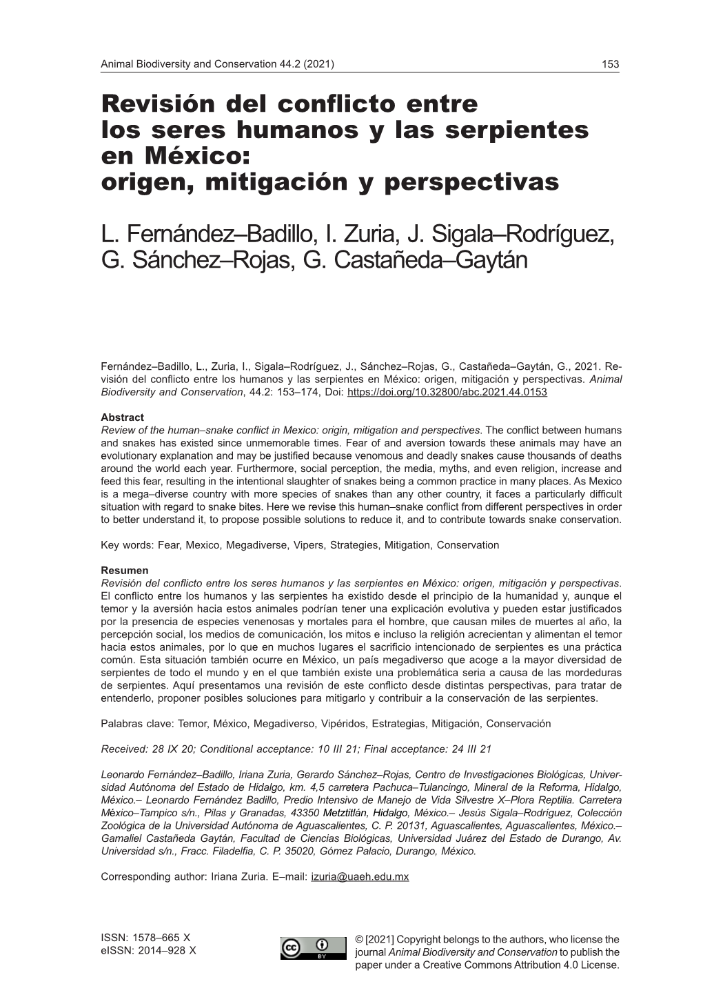 Revisión Del Conflicto Entre Los Seres Humanos Y Las Serpientes En México: Origen, Mitigación Y Perspectivas