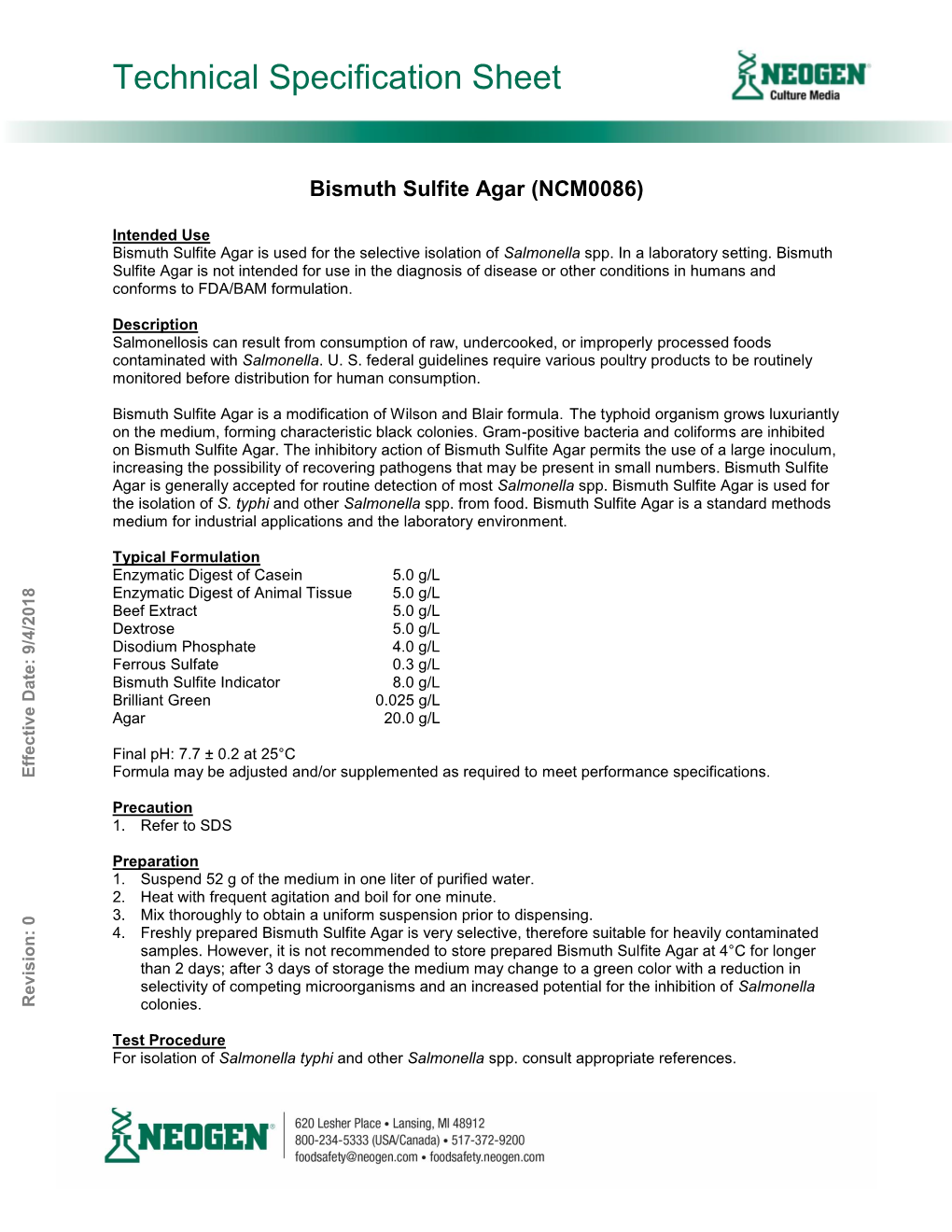 Bismuth Sulfite Agar Tosunlight