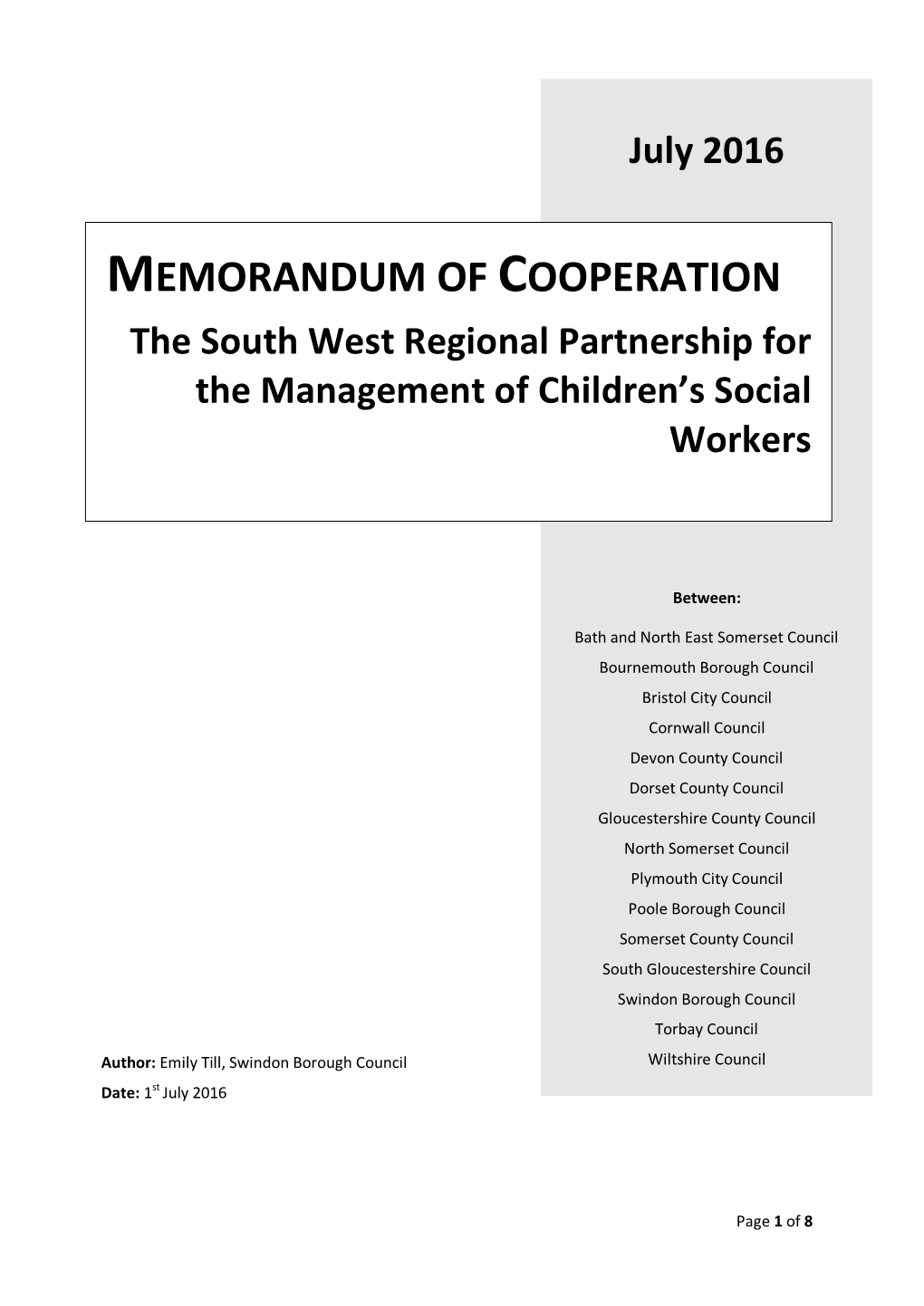 Memorandum of Cooperation