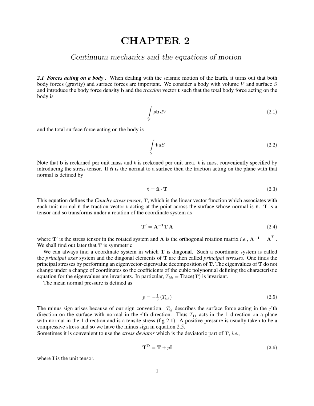 CHAPTER 2 Continuum Mechanics and the Equations of Motion