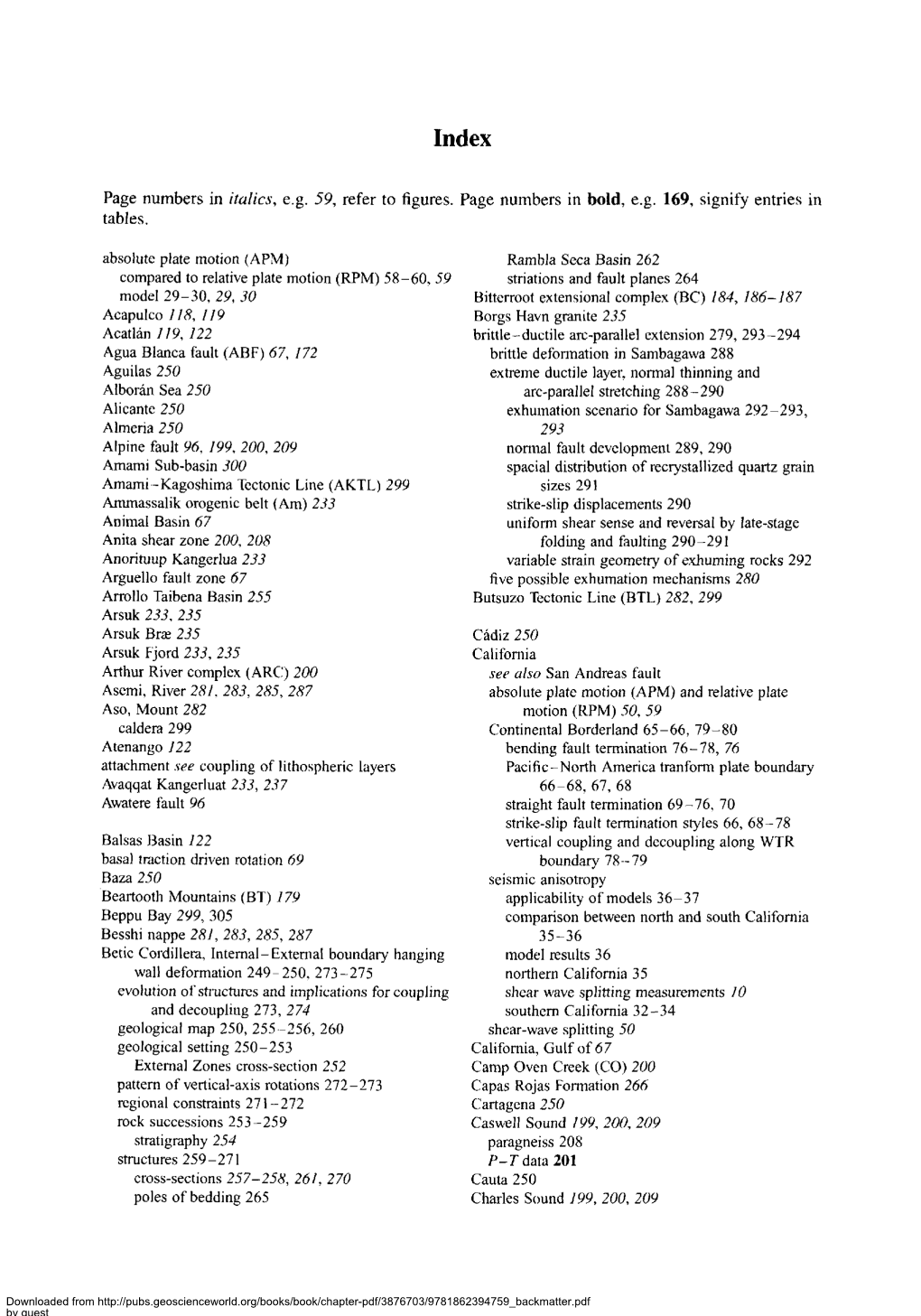 Page Numbers in Italics, Eg 59, Refer to Figures