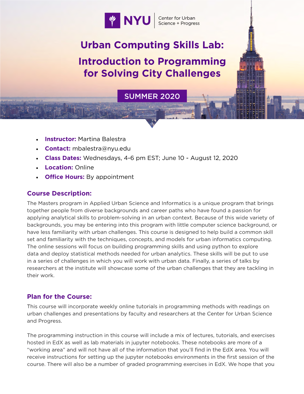 Urban Computing Skills Lab: Introduction to Programming for Solving City Challenges