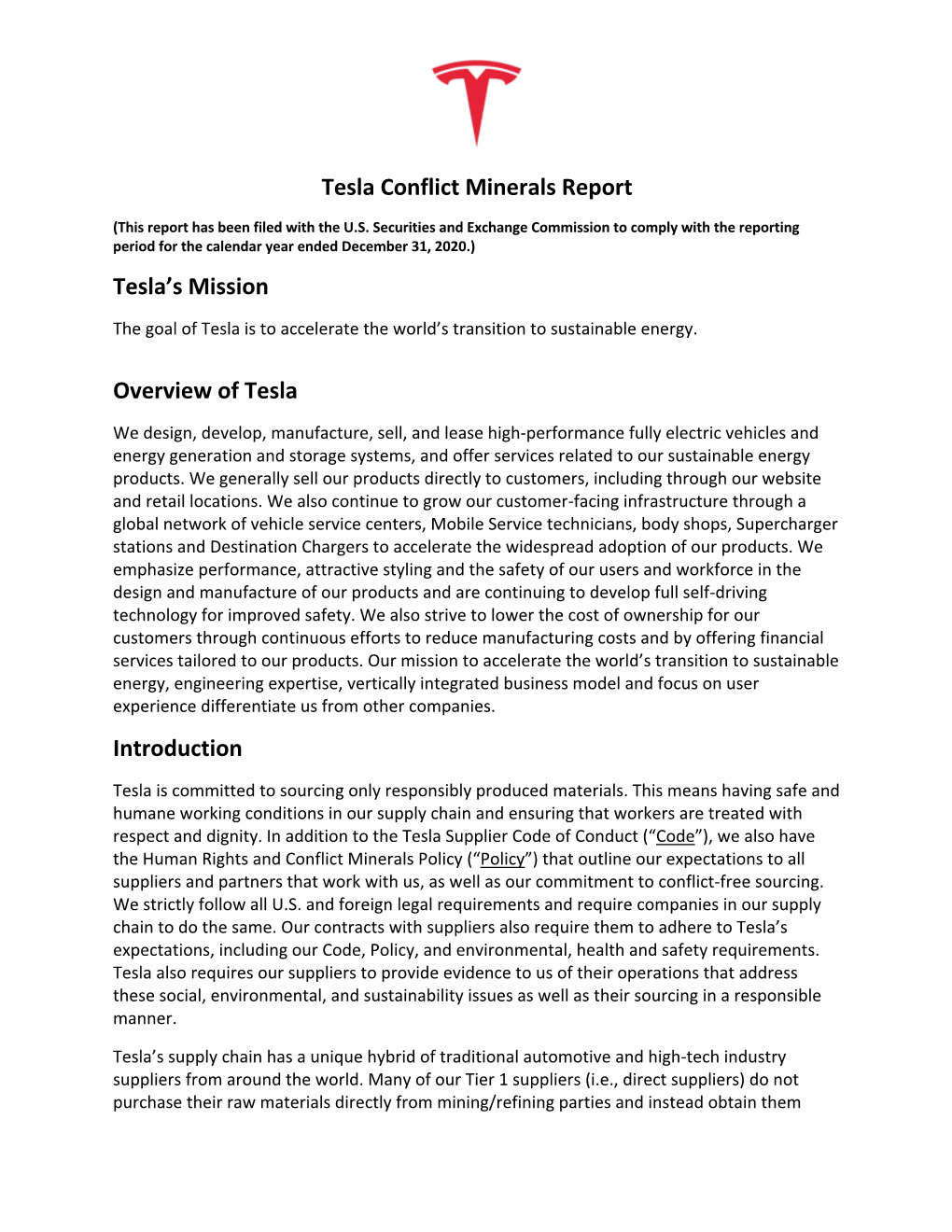 FY20 Conflict Minerals Report