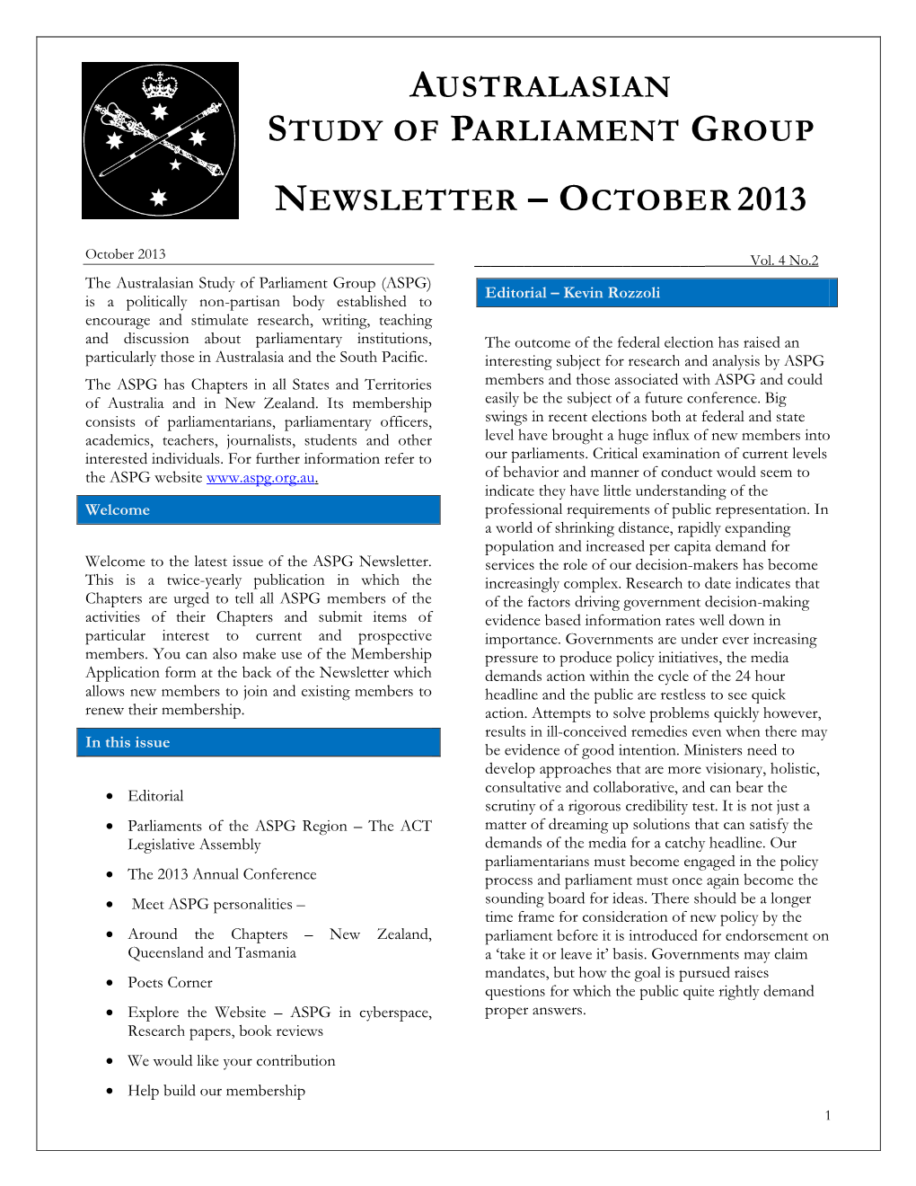 Newsletter (October 2013)