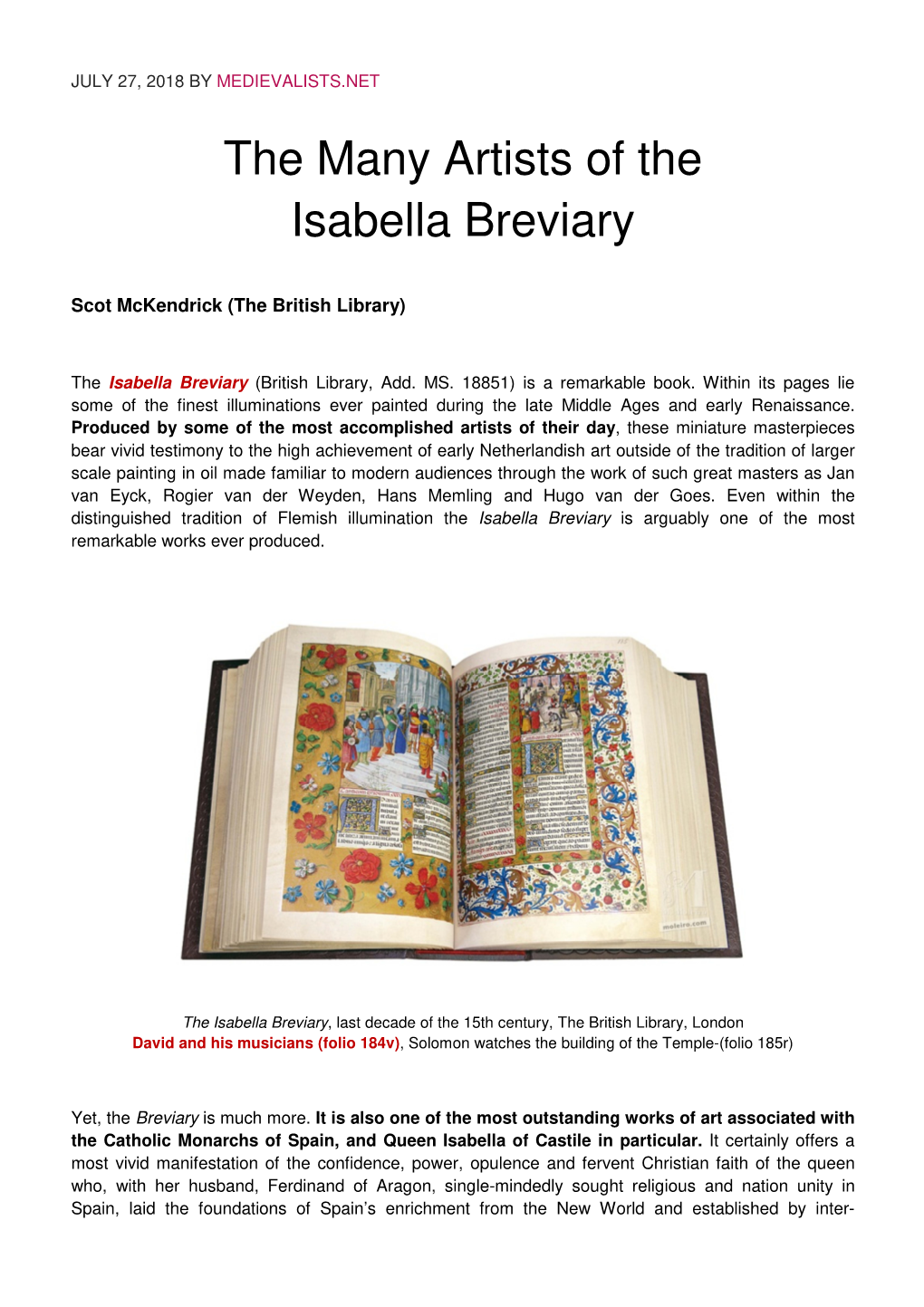 The Many Artists of the Isabella Breviary