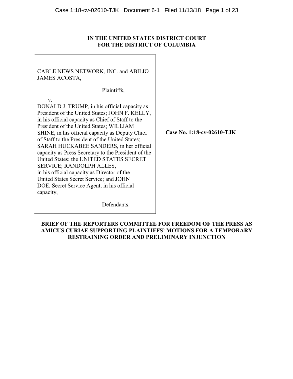 Brief of the Reporters Committee for Freedom of the Press As Amicus