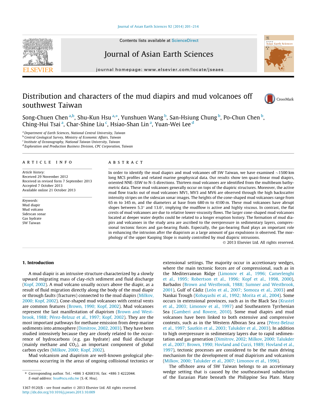 Distribution and Characters of the Mud Diapirs and Mud Volcanoes Off