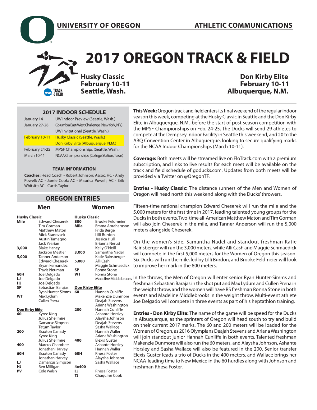 2017 Oregon Track & Field